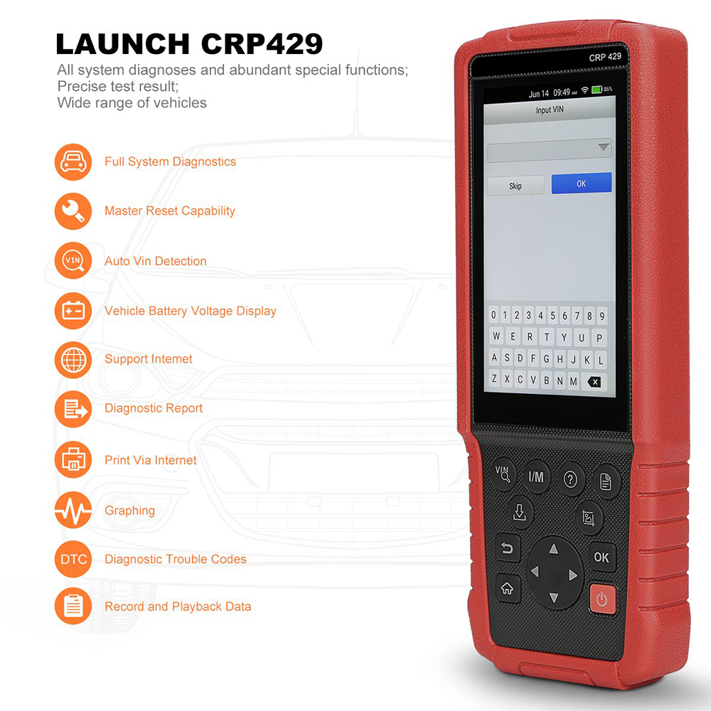 Launch - LAUNCH CRP429 OBD2 Scanner Diagnostic Scan Tool SRS ABS Full System Code Reader Reset Functions of Oil Reset, EPB, BMS,